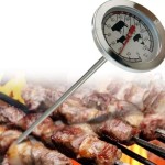 Food thermometer, especially for meat, analog, metallic, cooking thermometer, rod